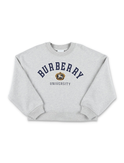 Burberry Kids' College-print Cotton Sweatshirt In Deep Dove Grey Melange