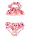 Zimmermann Girl's Raie Floral-print Frill Two-piece Swimsuit In Red/purple Floral