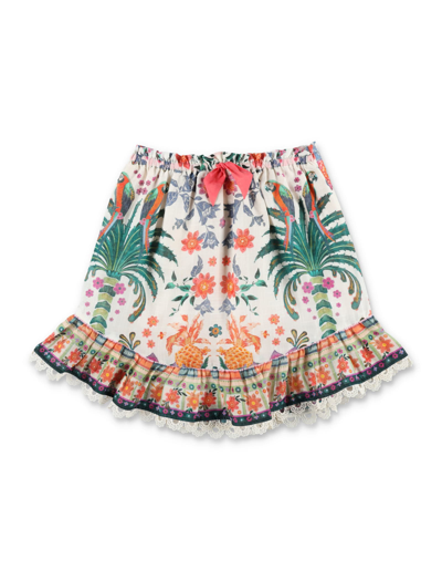 Zimmermann Kids' Ginger Flip Floral Skirt In Cream Tropical