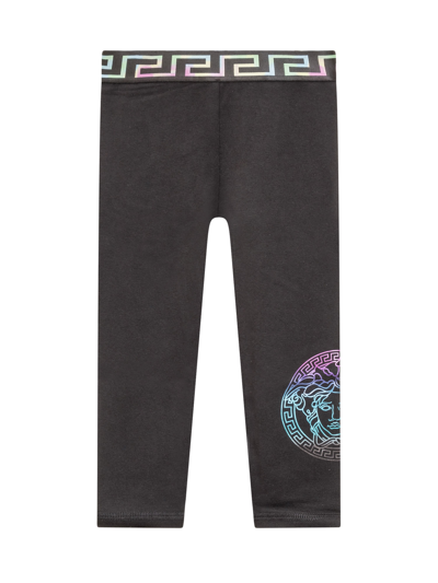 Versace Kids' Medusa Pants In Black-multicolor