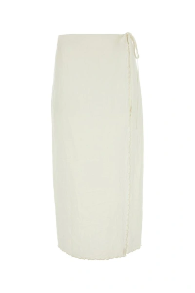 スカート Prada Ivory Linen Skirt Ivory Embroidered linen skirt | PRADA