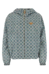 Prada Light Blue Printed Nylon Windbreaker In Blue