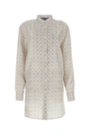 Prada Lapel Long-sleeved Shirt Dress In Multicolor