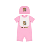 MOSCHINO PINK SET FOR BABY GIRL WITH TEDDY BEAR AND LOGO