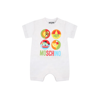 MOSCHINO WHITE ROMPER FOR BBAY KIDS WITH LOGO AND PRINT