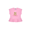 MOSCHINO PINK T-SHIRT FOR BABY GIRL WITH TEDDY BEAR AND LOGO