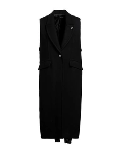 Isabel Benenato Woman Coat Black Size 8 Virgin Wool, Polyamide In Black