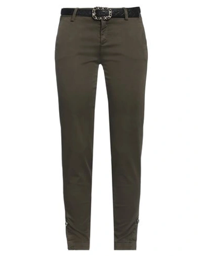 Liu •jo Woman Pants Military Green Size 26 Cotton, Elastane In Green