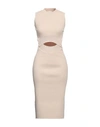 Vicolo Woman Midi Dress Beige Size Onesize Viscose, Polyester