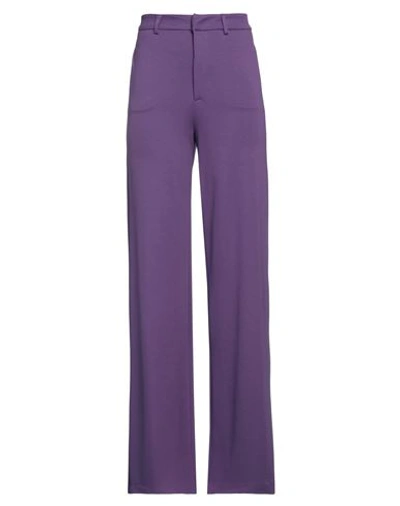 Soallure Woman Pants Purple Size 4 Viscose, Nylon, Elastane In Purple