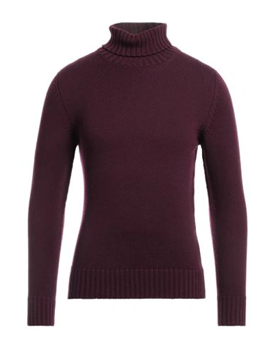 Drumohr Man Turtleneck Deep Purple Size 36 Merino Wool In Purple