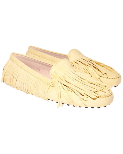 Tod's Tods Tassel Fringe Suede Loafer In Yellow