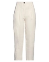 Tela Woman Pants Ivory Size 8 Viscose, Linen, Elastane In White