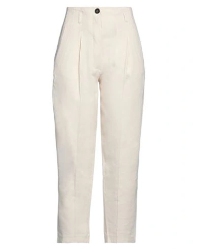 TELA TELA WOMAN PANTS IVORY SIZE 8 VISCOSE, LINEN, ELASTANE