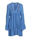 Jucca Woman Mini Dress Light Blue Size 8 Acetate, Silk