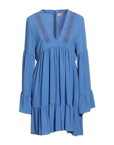 Jucca Woman Mini Dress Light Blue Size 6 Acetate, Silk