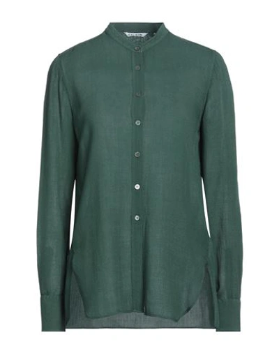 Caliban Woman Shirt Dark Green Size 8 Viscose, Wool