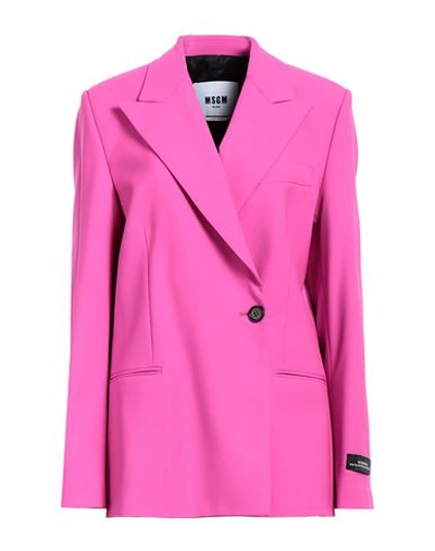 Msgm Woman Blazer Magenta Size 4 Virgin Wool, Elastane In Magenta