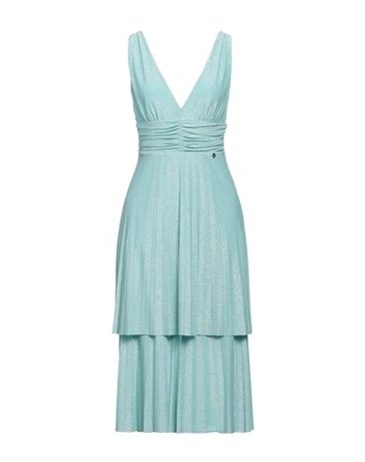 Liu •jo Woman Midi Dress Turquoise Size 12 Viscose, Polyester, Polyamide, Elastane In Blue