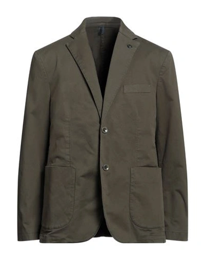 Harmont & Blaine Man Blazer Military Green Size 44 Cotton, Polyester, Viscose, Elastane