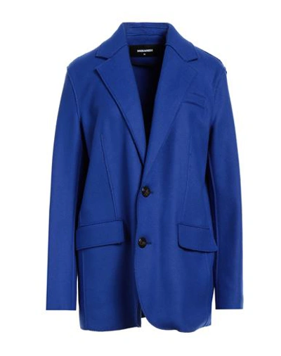 Dsquared2 Woman Blazer Bright Blue Size 4 Virgin Wool, Polyamide, Elastane