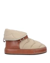 Chloé Woman Ankle Boots Beige Size 10 Soft Leather, Textile Fibers
