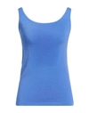 Wolford Woman Tank Top Bright Blue Size S Cotton, Polyamide, Elastane