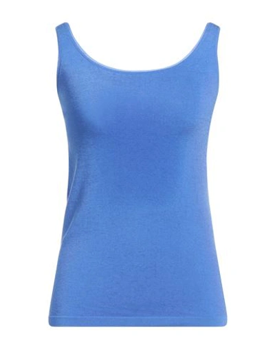 Wolford Woman Tank Top Bright Blue Size S Cotton, Polyamide, Elastane In Blue