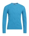 Drumohr Man Sweater Azure Size 44 Lambswool In Blue