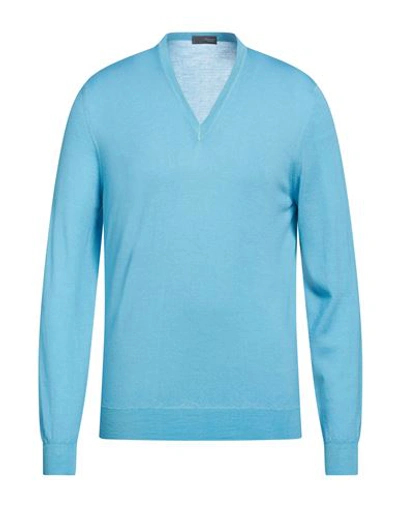 Drumohr Man Sweater Light Blue Size 38 Super 140s Wool In Blue