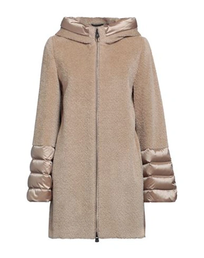 Cinzia Rocca Woman Coat Camel Size 4 Virgin Wool, Alpaca Wool, Polyamide, Polyester In Beige