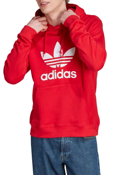 Adidas Originals Lifestyle Trefoil Graphic Hoodie In Better Scarlet