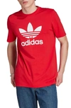 Adidas Originals Lifestyle Trefoil Graphic T-shirt In Better Scarlet/ White
