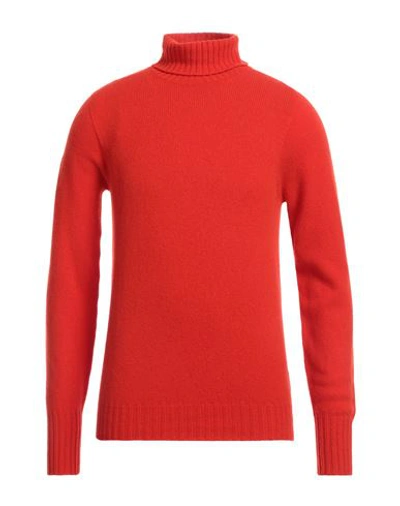 Drumohr Man Turtleneck Tomato Red Size 42 Merino Wool In Tomato Red