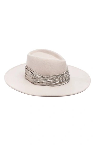 Eugenia Kim Metallic Trim Wool Fedora Hat In Alabaster