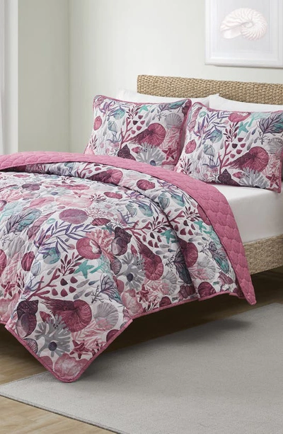 Vcny Home Ivory Coast Reversible Quilt Set In Pink Multi