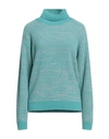 Drumohr Woman Turtleneck Turquoise Size L Cashmere In Blue