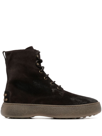 Tod's Gommino Suede Boots In Brown