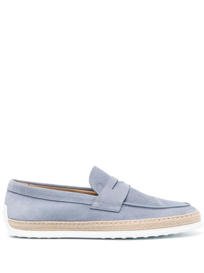 Tod's Penny-slot Suede Loafers In Blue
