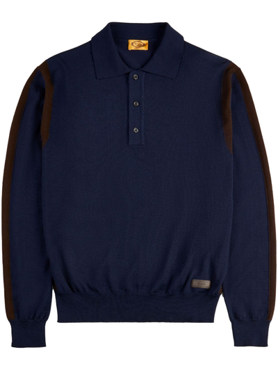 Tod's Two-tone Long-sleeve Polo In Blue