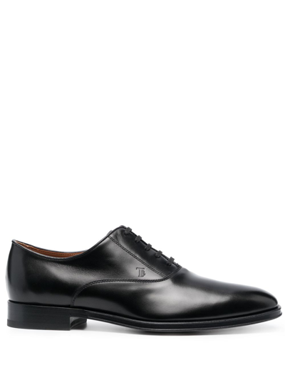 Tod's Francesina Leather Oxford Shoes In Black
