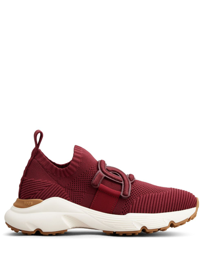 Tod's Logo-strap Almond-toe Sneakers In Red