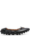 Tod's Gommino Bubble Leather Ballet Flats In Black