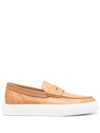 Tod's Rubber-sole Leather Loafers In Yellow