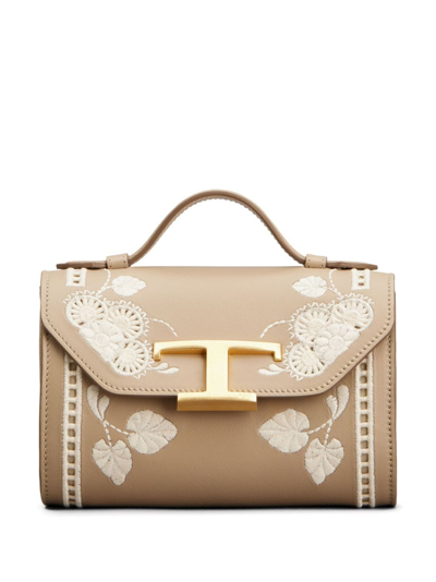 Tod's T Timeless Leather Crossbody Bag In Neutrals
