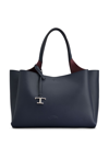 Tod's Mini Leather Shopping Bag With Grained Texture In Black