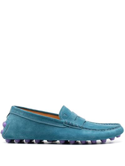 Tod's Gommino Suede Driving Shoes In Light Blue