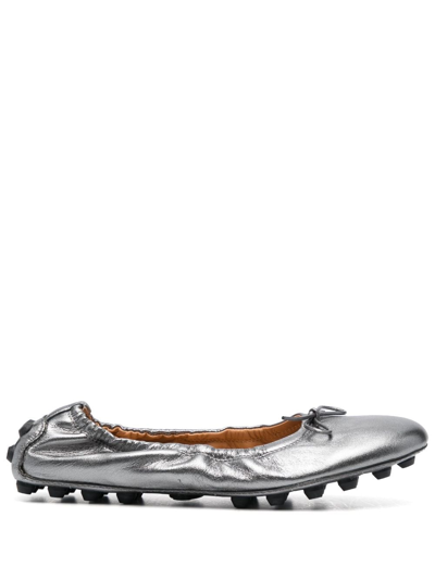 Tod's Women's Bubble Ballerina Slip On Ballet Flats In Silver