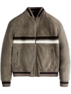 TOD'S STRIPED SUEDE BOMBER JACKET