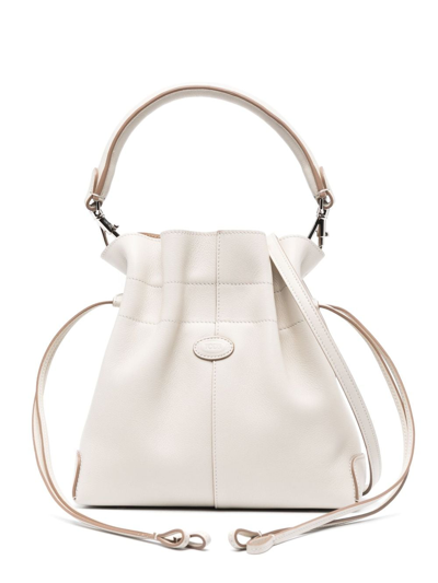 Tod's Logo-patch Leather Bucket Bag In White